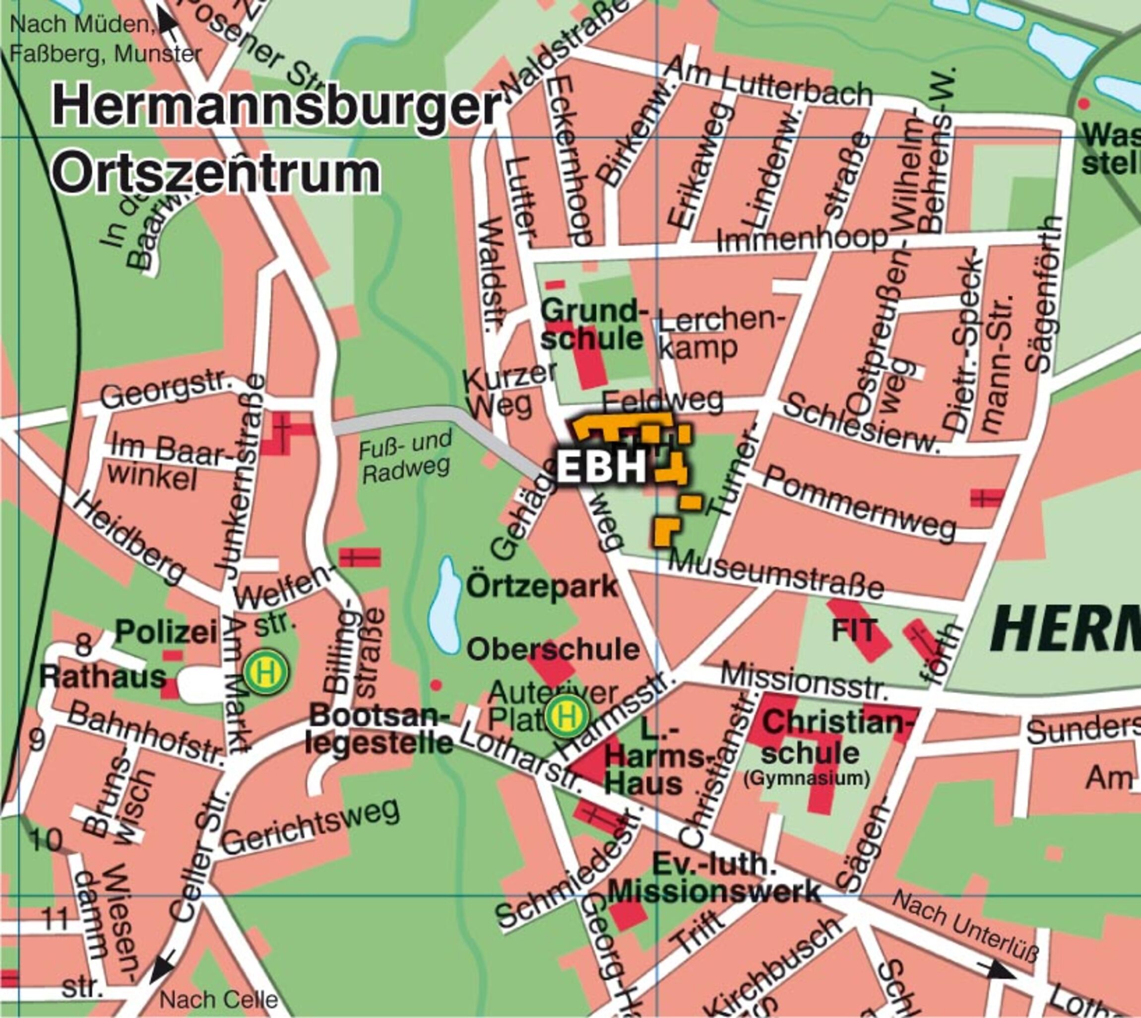 Karte Ortszentrum Hermannsburg