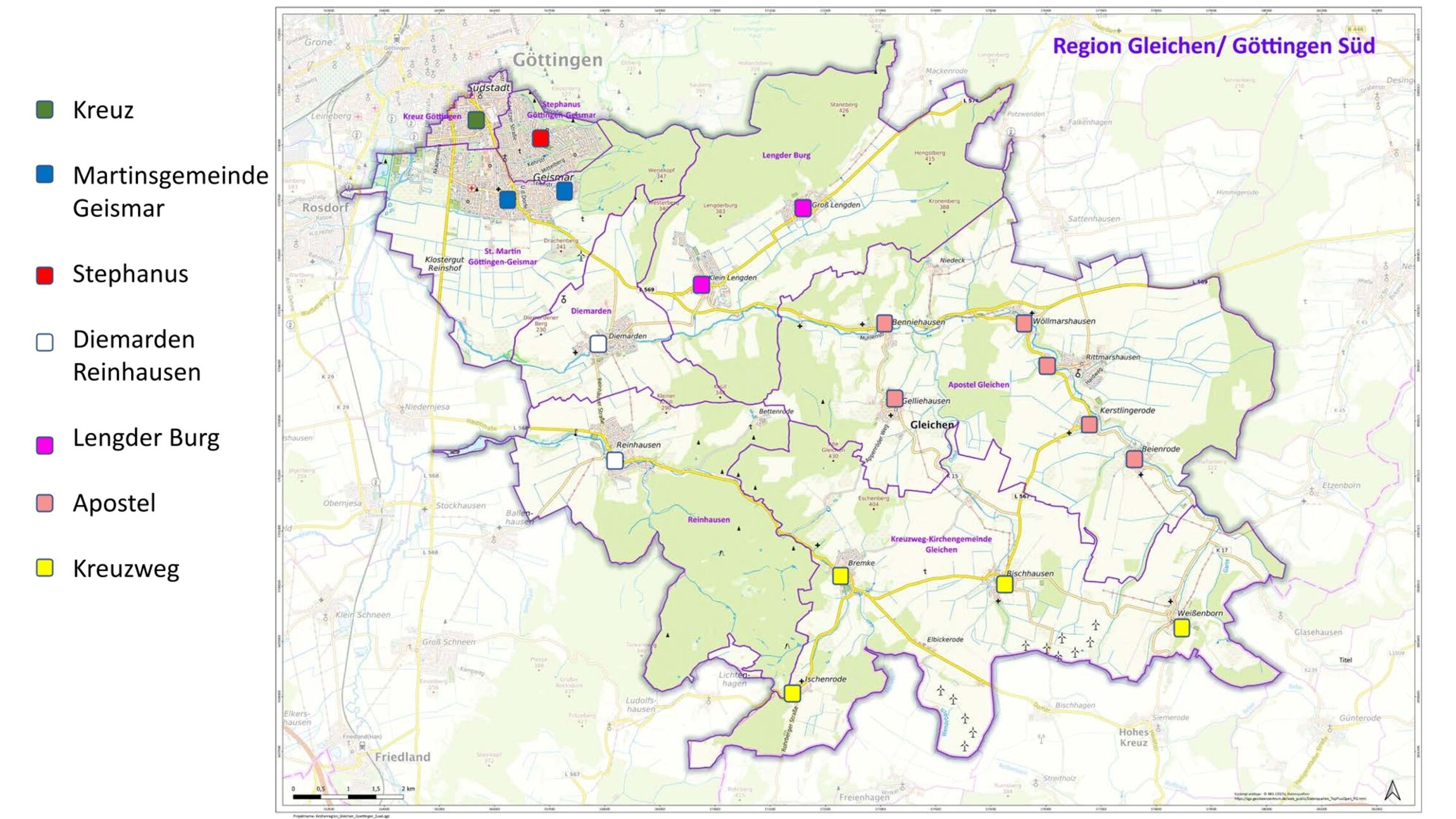Die Gemeinden der Region^(Entwurf: L. Heinke)