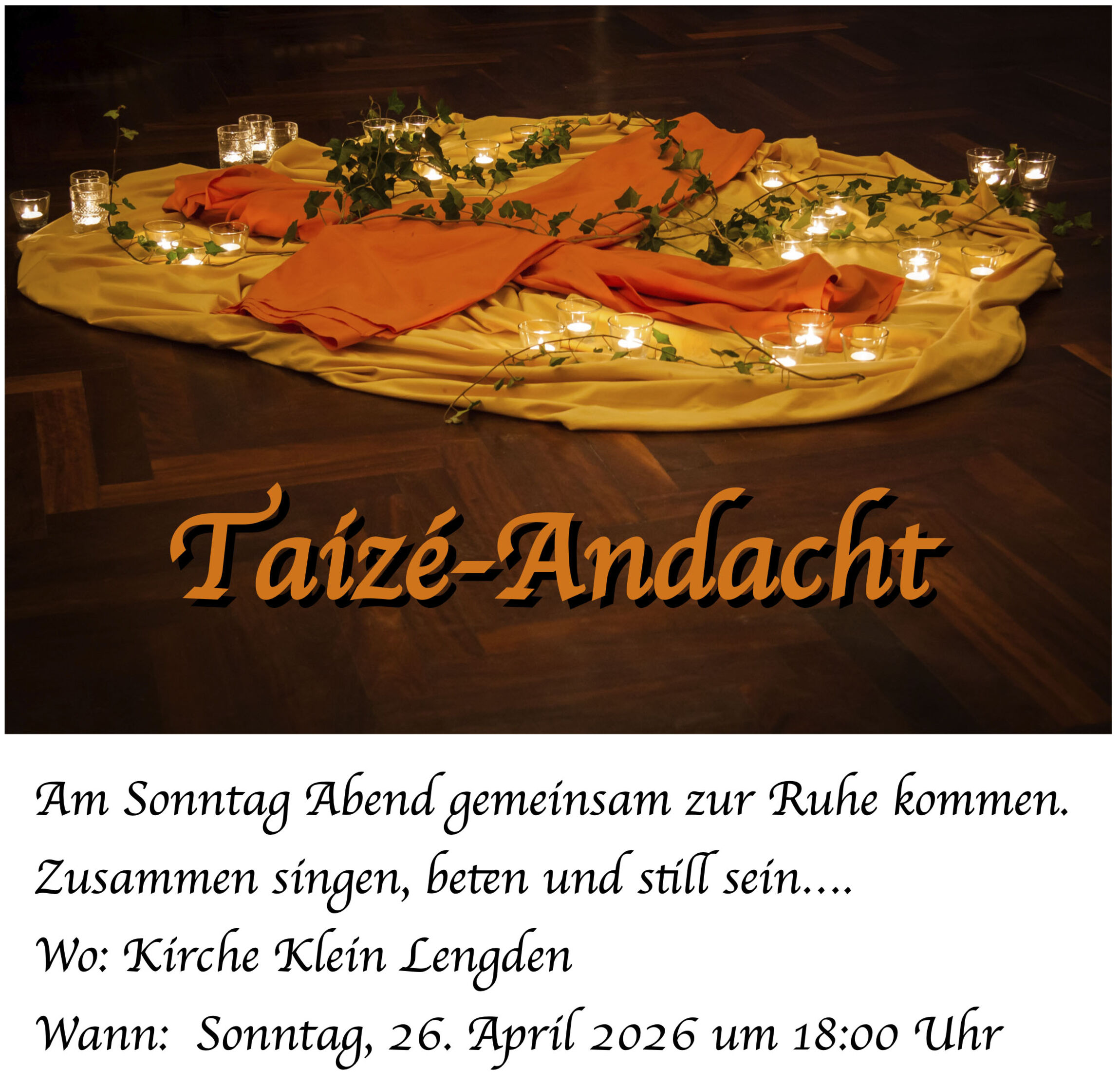 Einladung zur Andacht (Entwurf: S. Hinker)