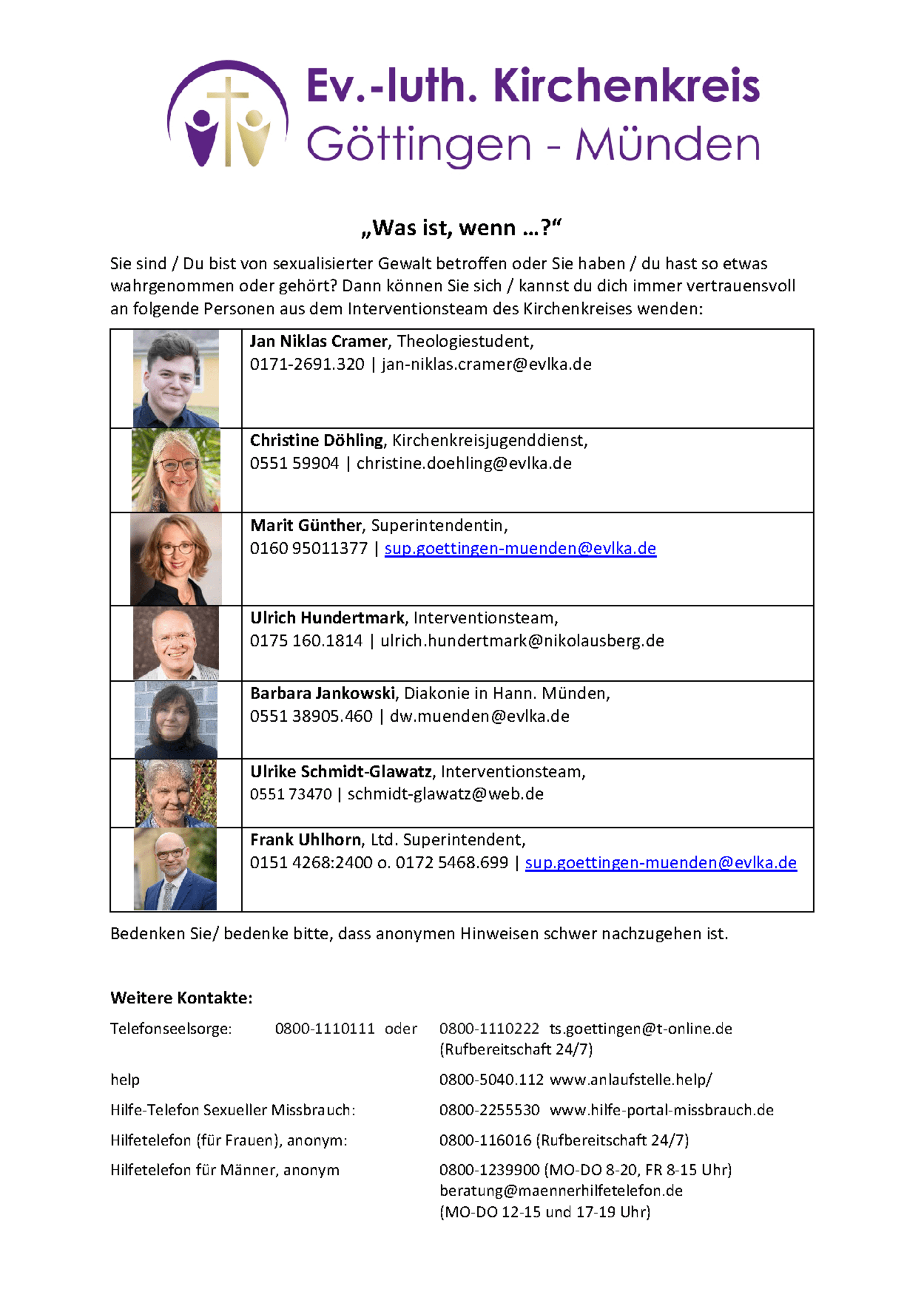 Interventionsteam der Kirchenkreises (Quelle: KKV)