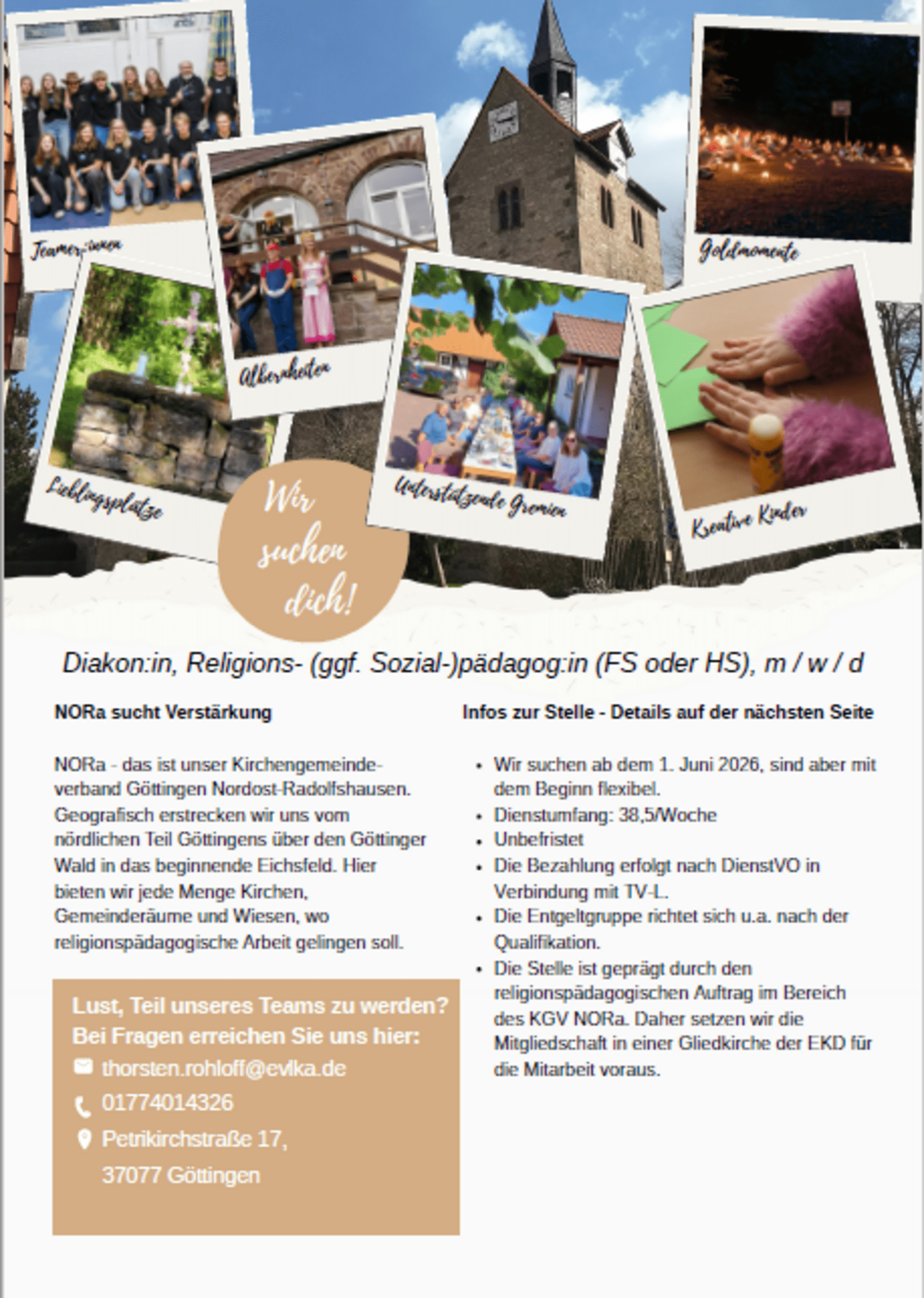 Stellenausschreibung Diakon-Diakonin NORa