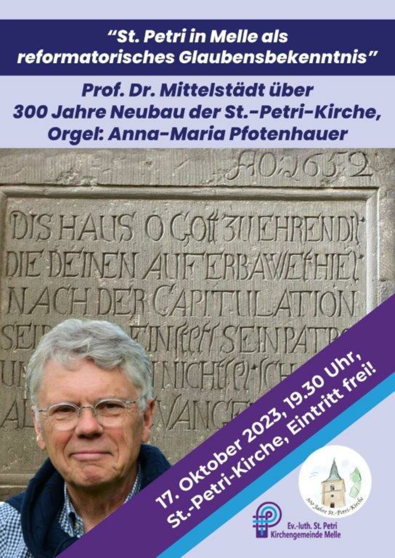 Plakat Vortrag St. Petri in Melle als reformatorisches Glaubensbekenntnis