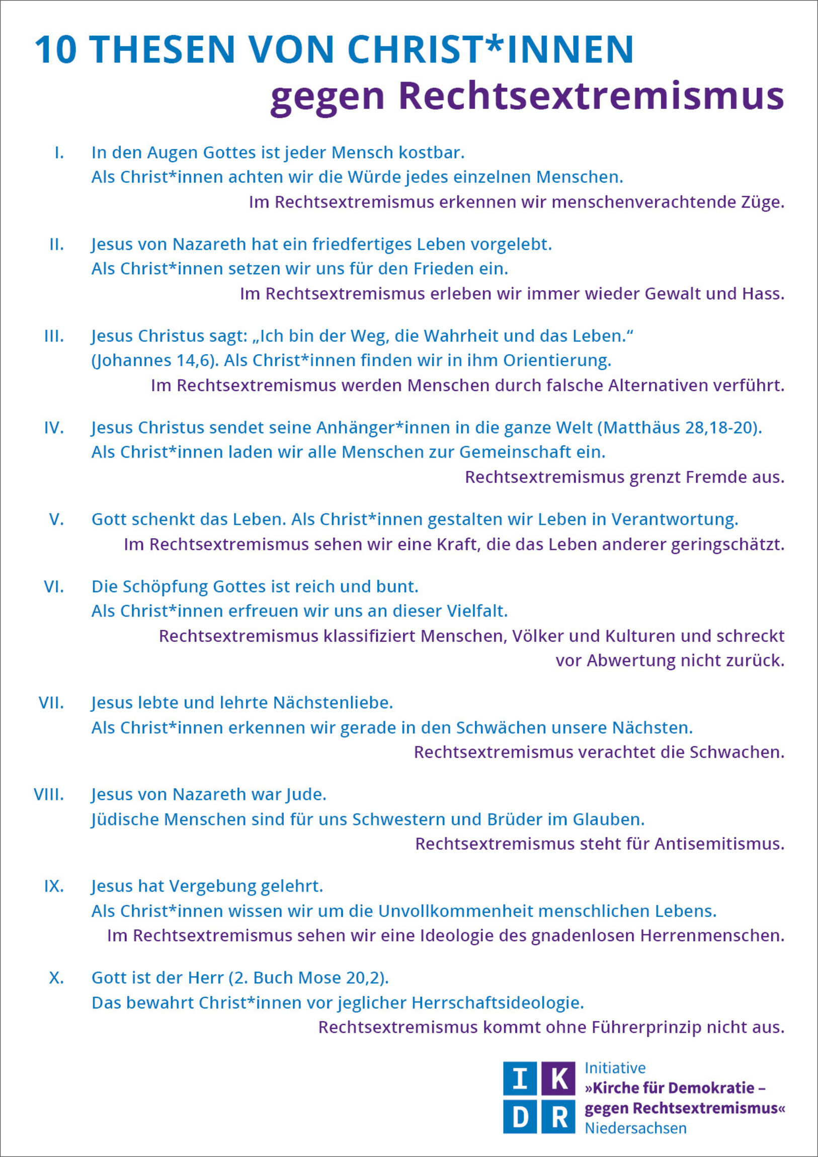 Plakat 10 Thesen gegen Rechtsextremismus 2025