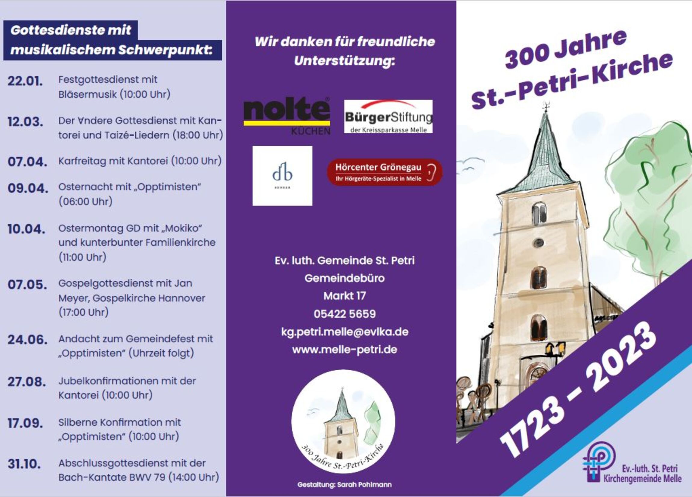 Veranstaltungsflyer 300 Jahre St.-Petri-Kirche Außenseite