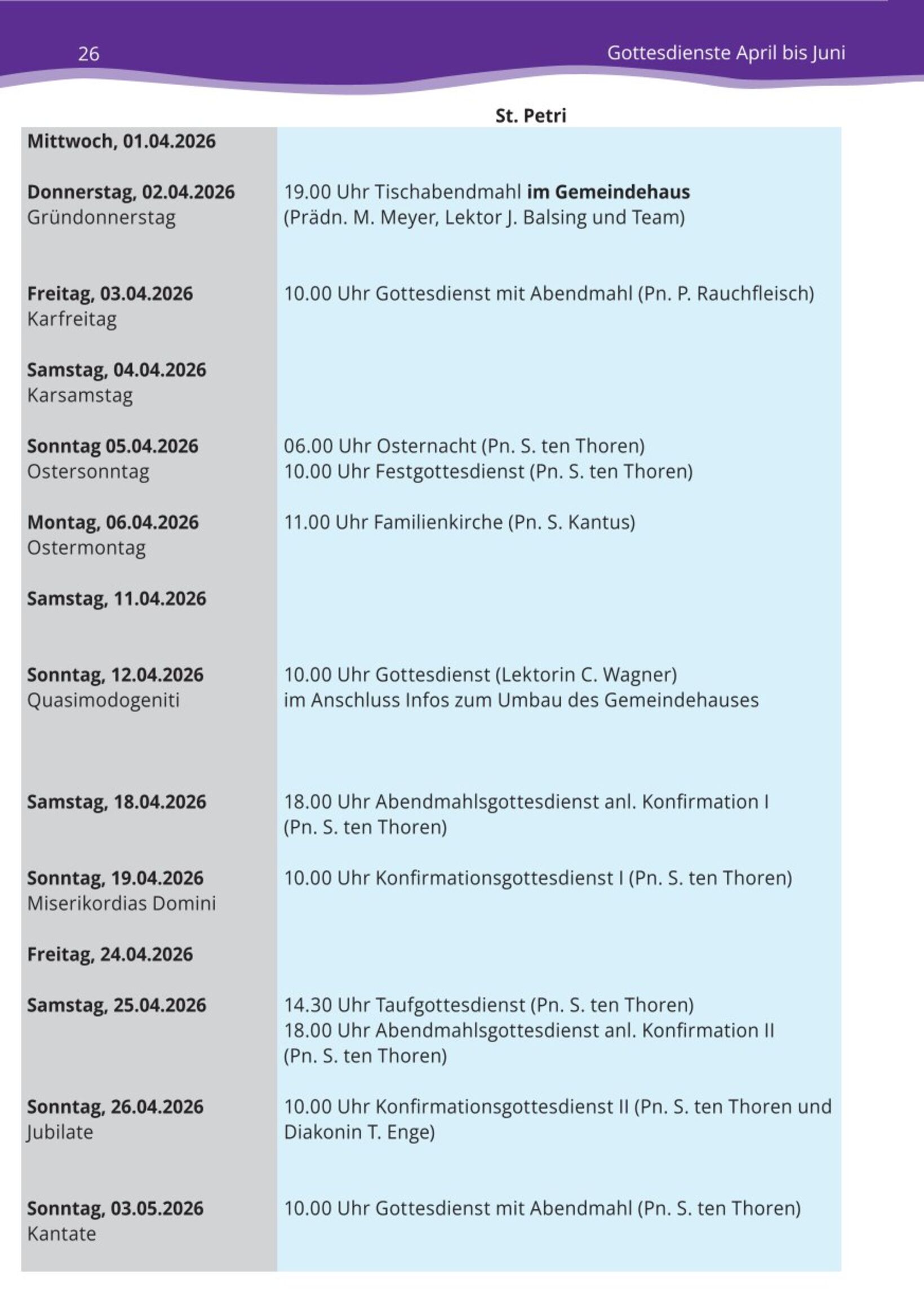 Gemeinsam 93 - Gottesdienste