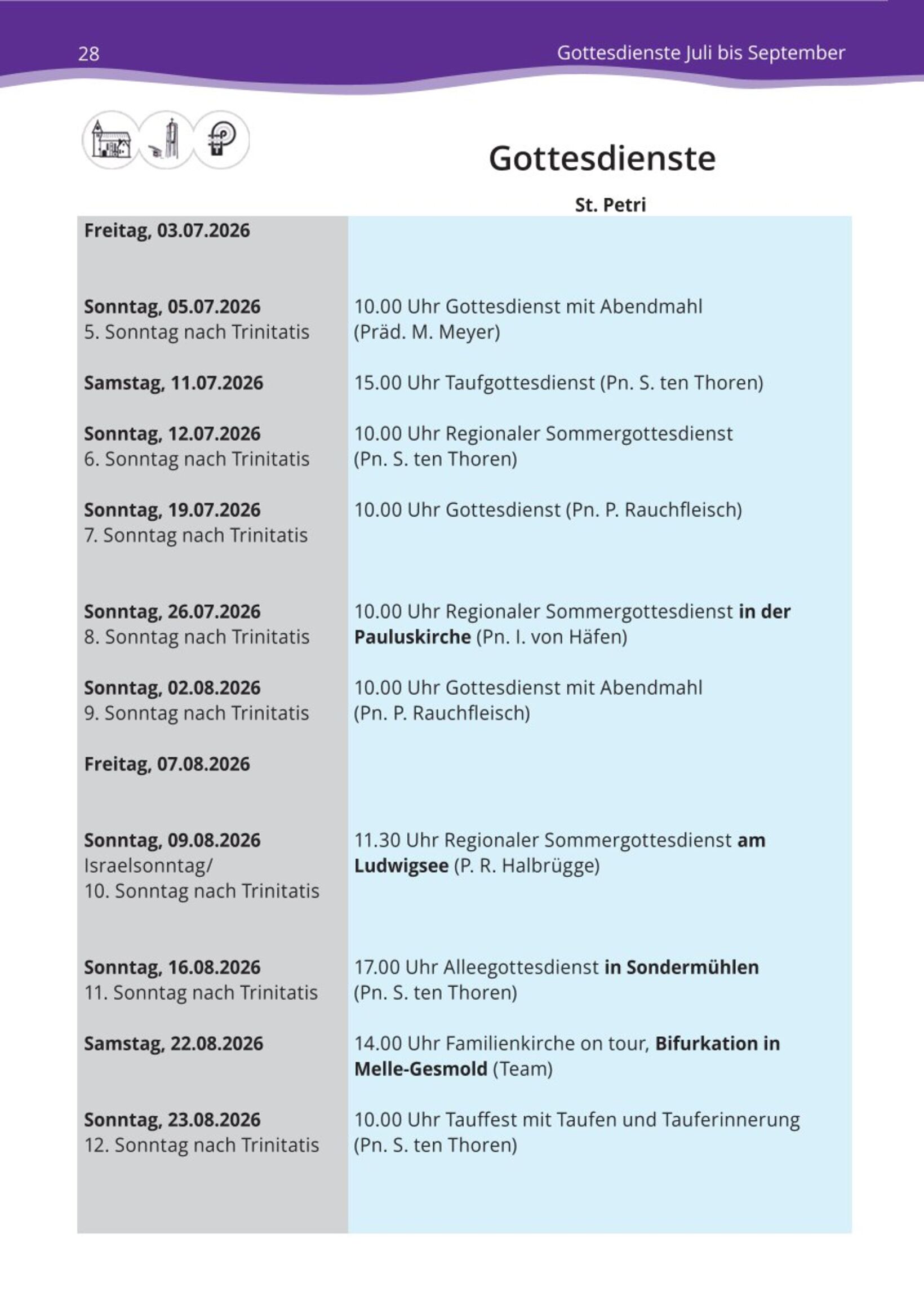 Gemeinsam 94 Gottesdienste