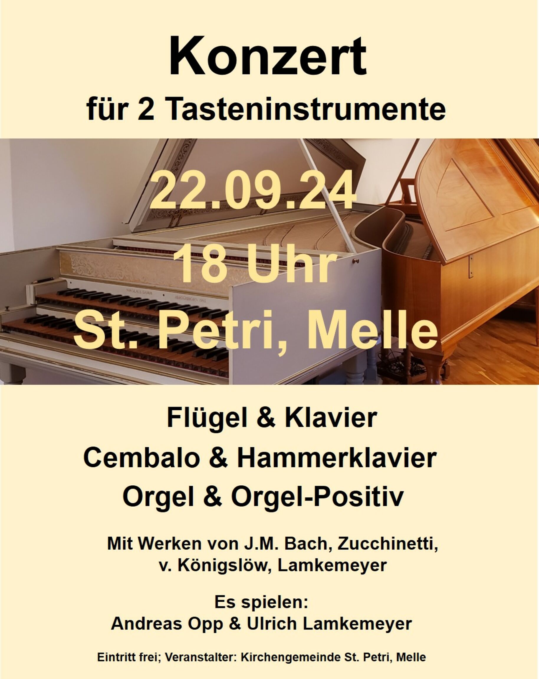 Plakat Konzert für 2 Tasteninstrumente 22-09-2024