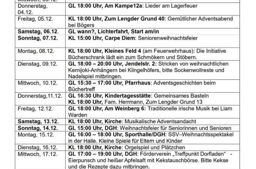 Ort und Zeit - Lebendiger Advenstkalender