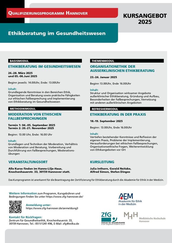 Kursangebot Ethikberatung 2025