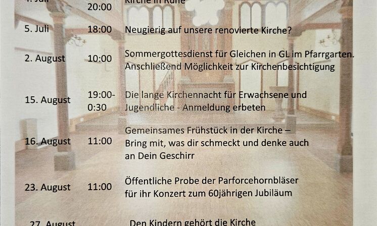 Veranstaltungen zur Wiedereröffnung (Entwurf: I. Raupach)